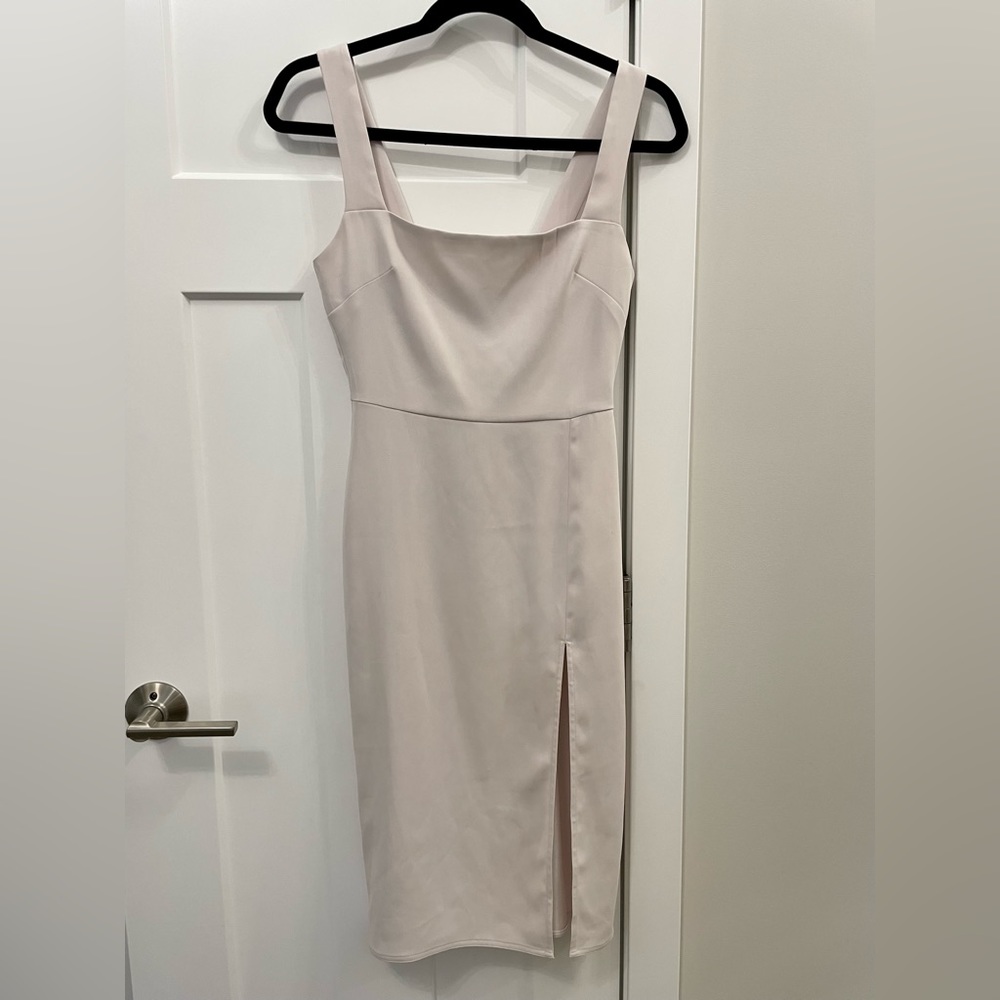 Babaton champagne 90’s slit midi dress size 00